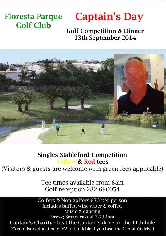 SATURDAY 13TH SEPTEMBER 2014 CAPTAINS DAY COMPETITION SINGLE STABLEFORD (YELLOW TEES)